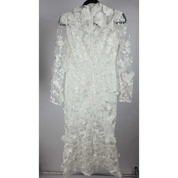 Women's White Floral Evening Dress Lace Formal Dress Party Wedding Gown XS-XL - Picture 2 of 7